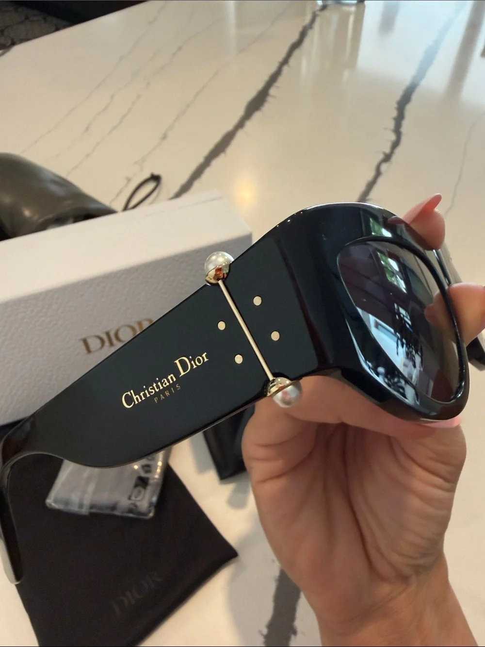 Dior Black Cat-Eye Sunglasses with Dark Lenses